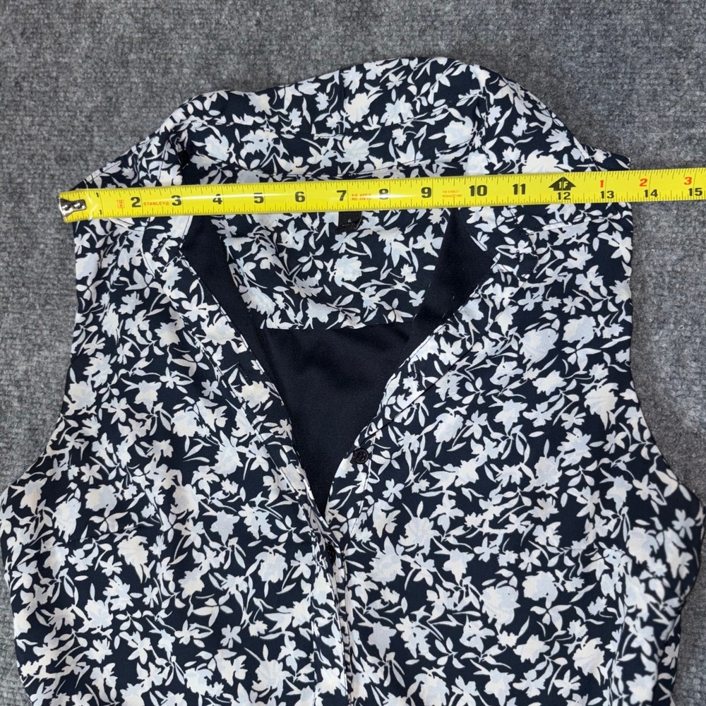 Banana Republic Navy Blue White Floral Sleeveless Fit and Flare Dress Size 6 - Picture 8 of 16